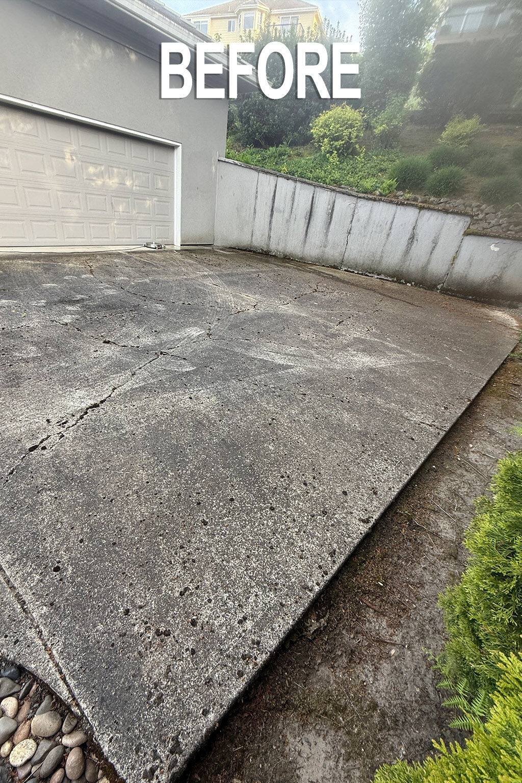 Driveway before affordable pressure washing Vancouver WA